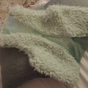 Mint green fuzzy furry vest